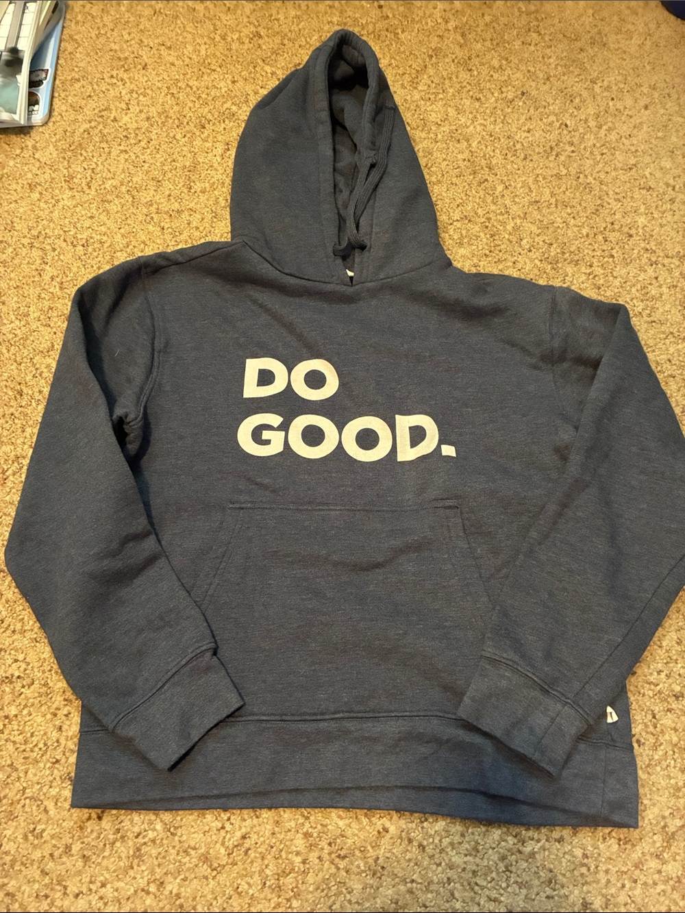 cotopaxi Navy Hooded Sweatshirt with White 'DO GOOD.' Print